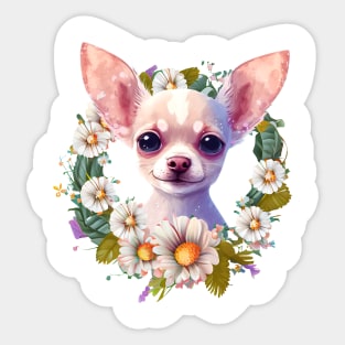 Floral Chihuahua Sticker